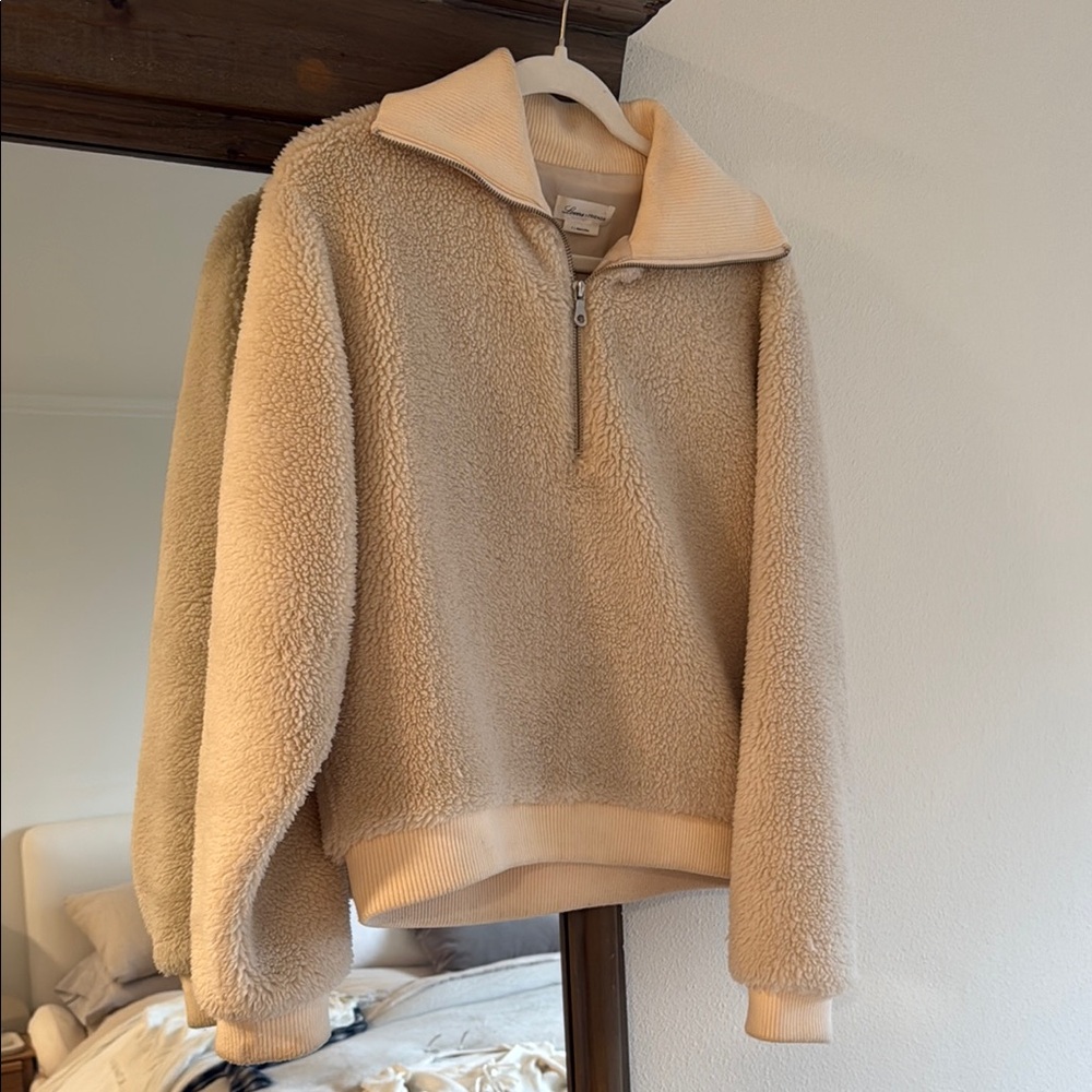 Lovers & Friends Cream Sherpa Quarter-Zip Sweater